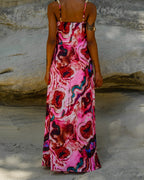 Vestido Longo Cristal com Alça de Pedras Removível - Rosa Mineral