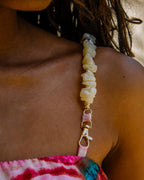 Vestido Longo Cristal com Alça de Pedras Removível - Rosa Mineral