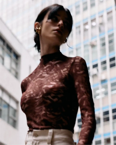 Blusa Renda Marrom