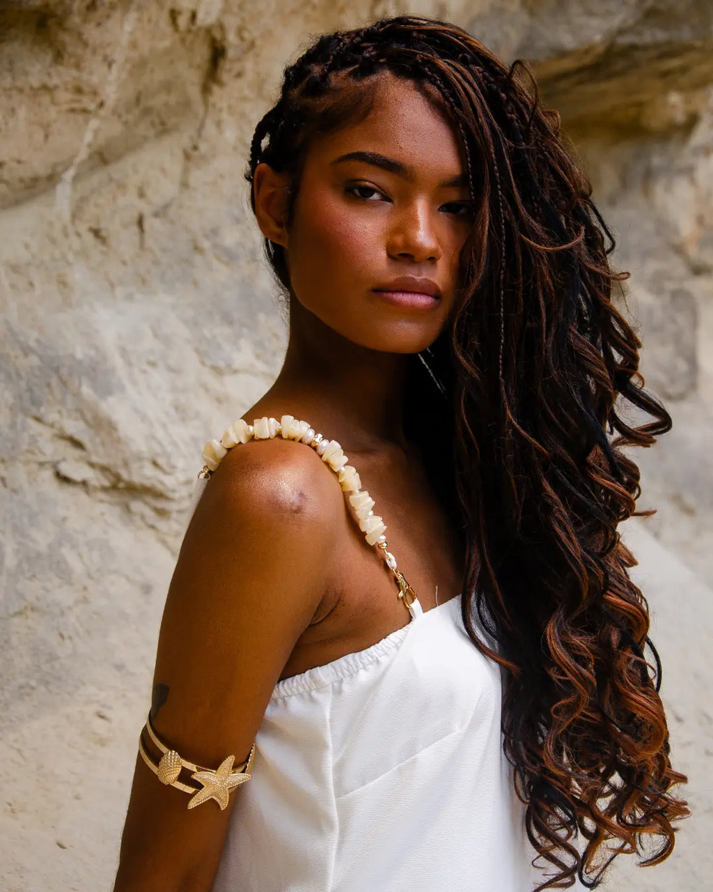 Vestido Longo Cristal com Alça de Pedras Removível - Branco