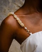 Vestido Longo Cristal com Alça de Pedras Removível - Branco