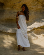 Vestido Longo Cristal com Alça de Pedras Removível - Branco