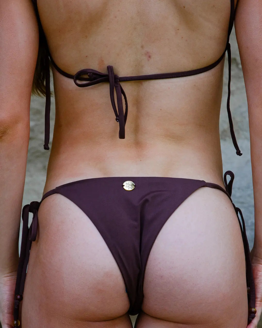 Biquíni Cortininha Naturale com Pedras Naturais - Marrom