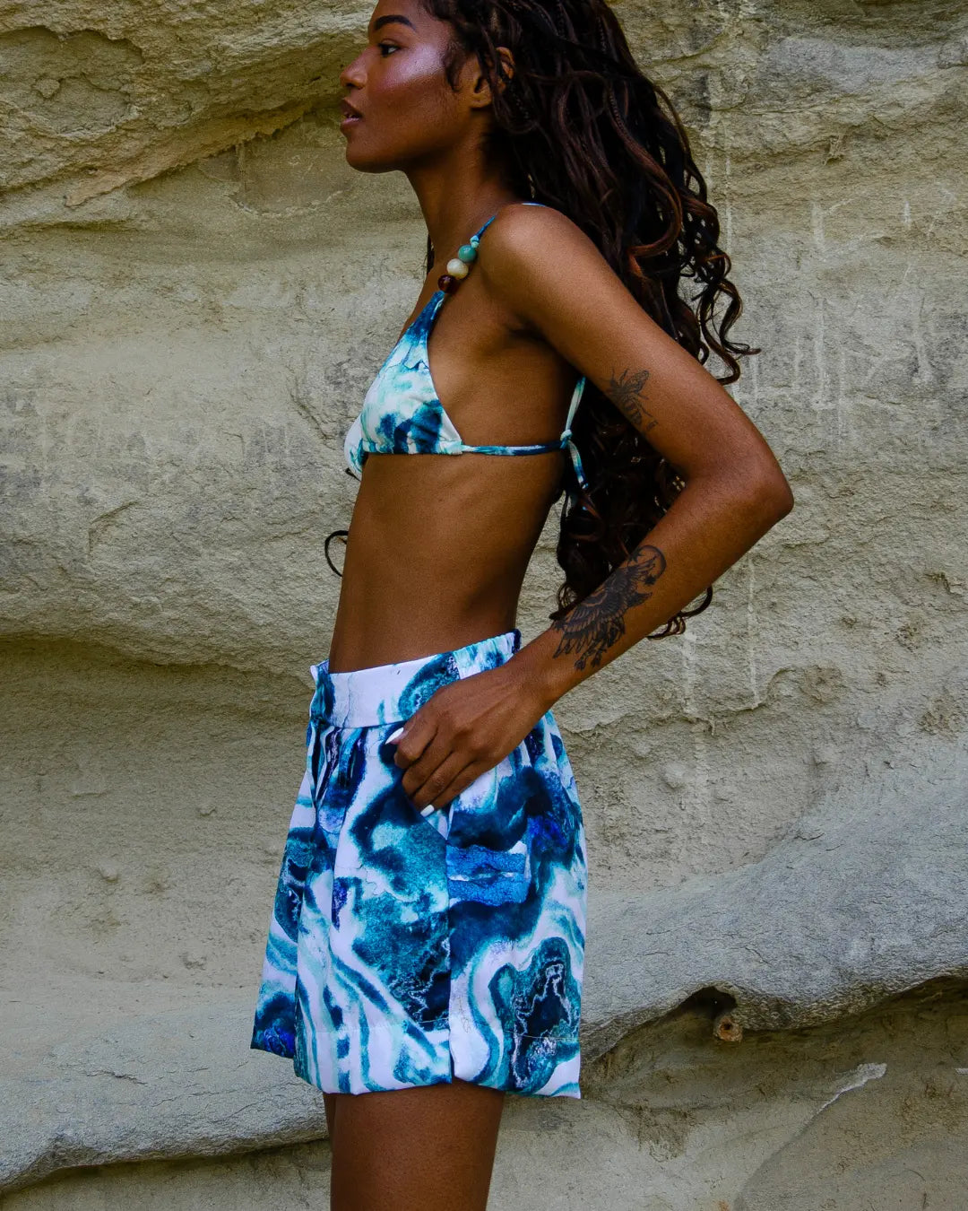 Shorts Duna em Seda Touch - Azul Mineral