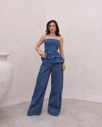 Calça Pantalona Jeans