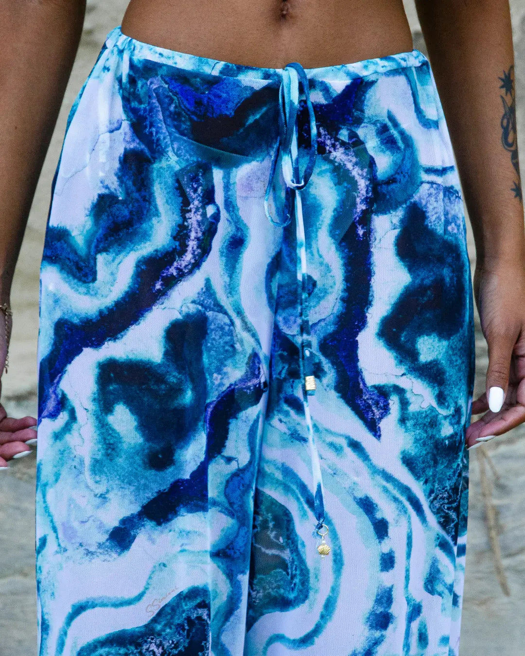 Conjunto Oasis & Safira - Biquíni e Calça de Tule - Azul Mineral