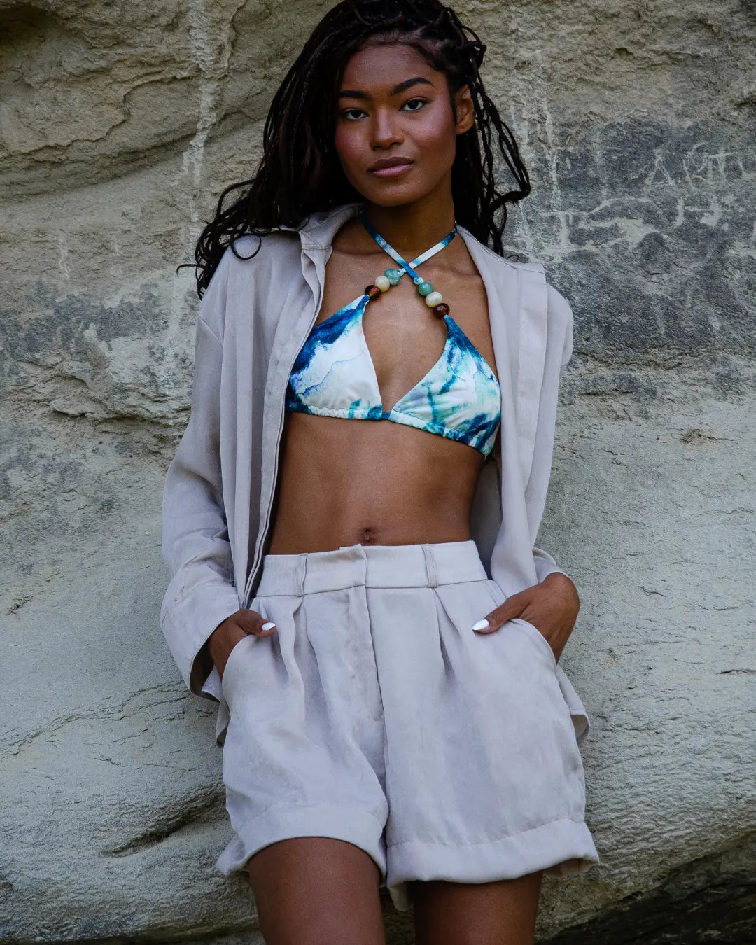 Conjunto Shorts e Camisa em Seda Touch - Champagne