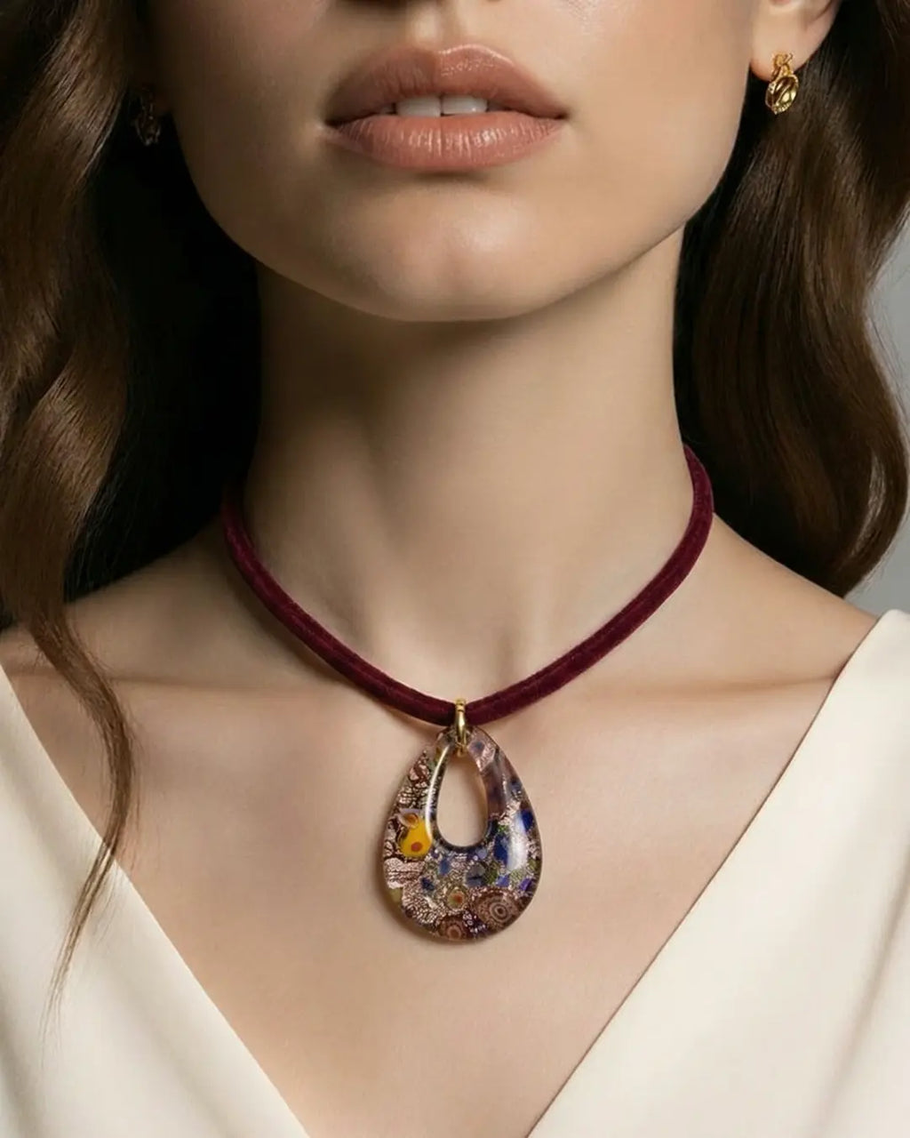 Chocker Veludo Murano Vinho