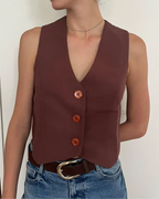 Colete linho Toquinho Marrom