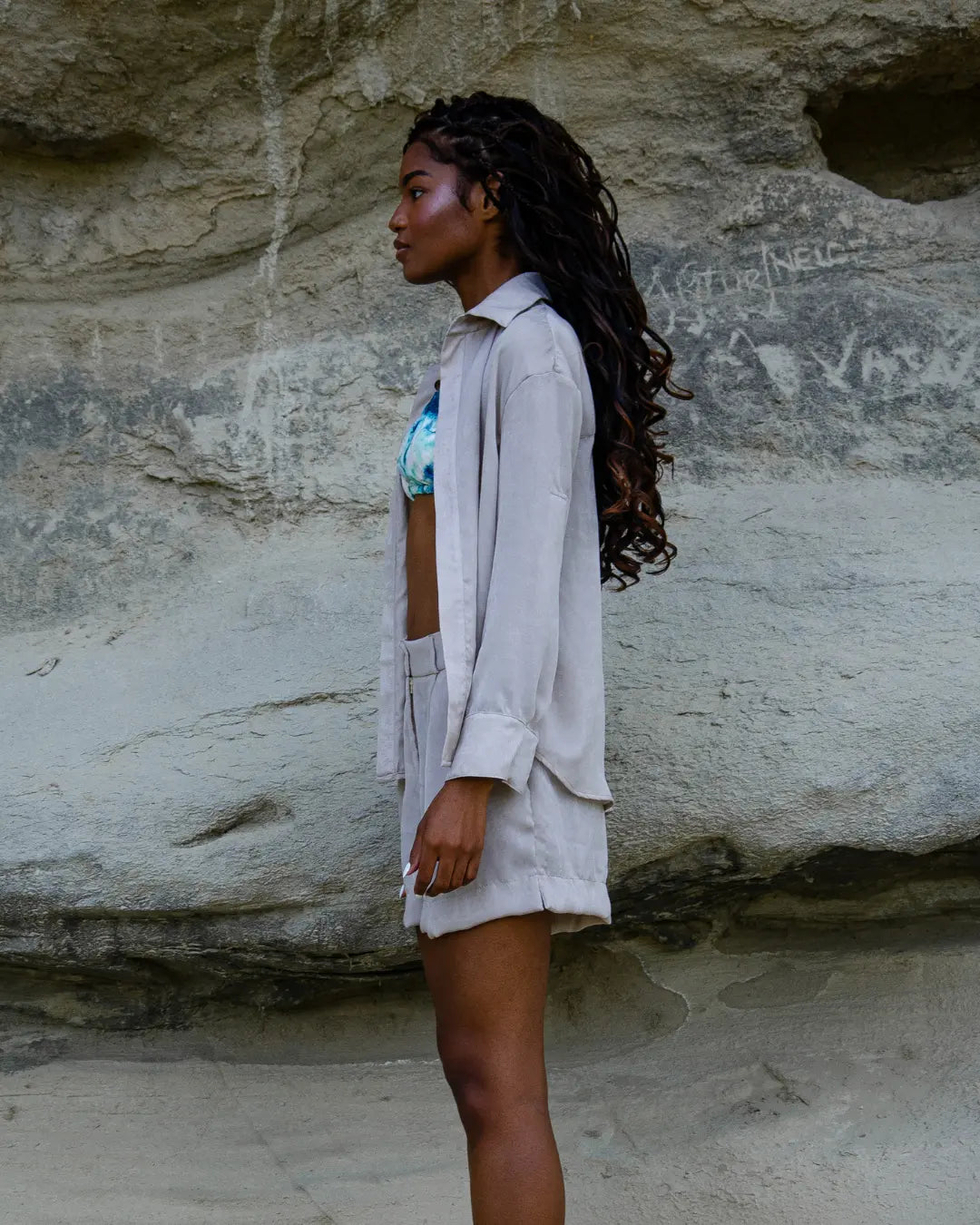 Conjunto Shorts e Camisa em Seda Touch - Champagne