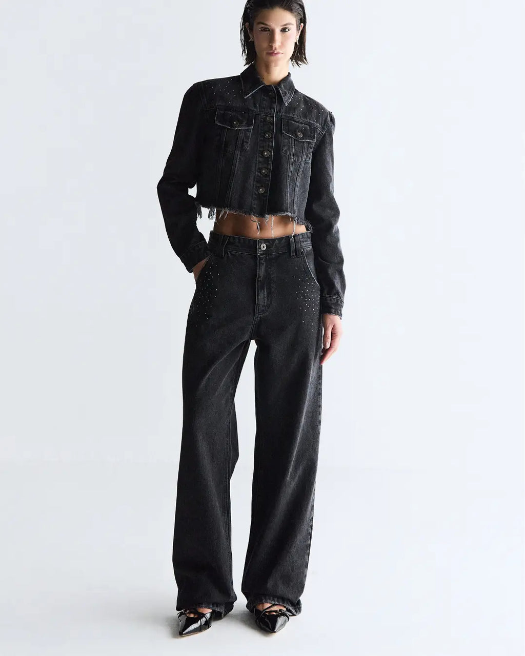 D04CAL02 - CALÇA OVERSIZED SWAROVSKI®