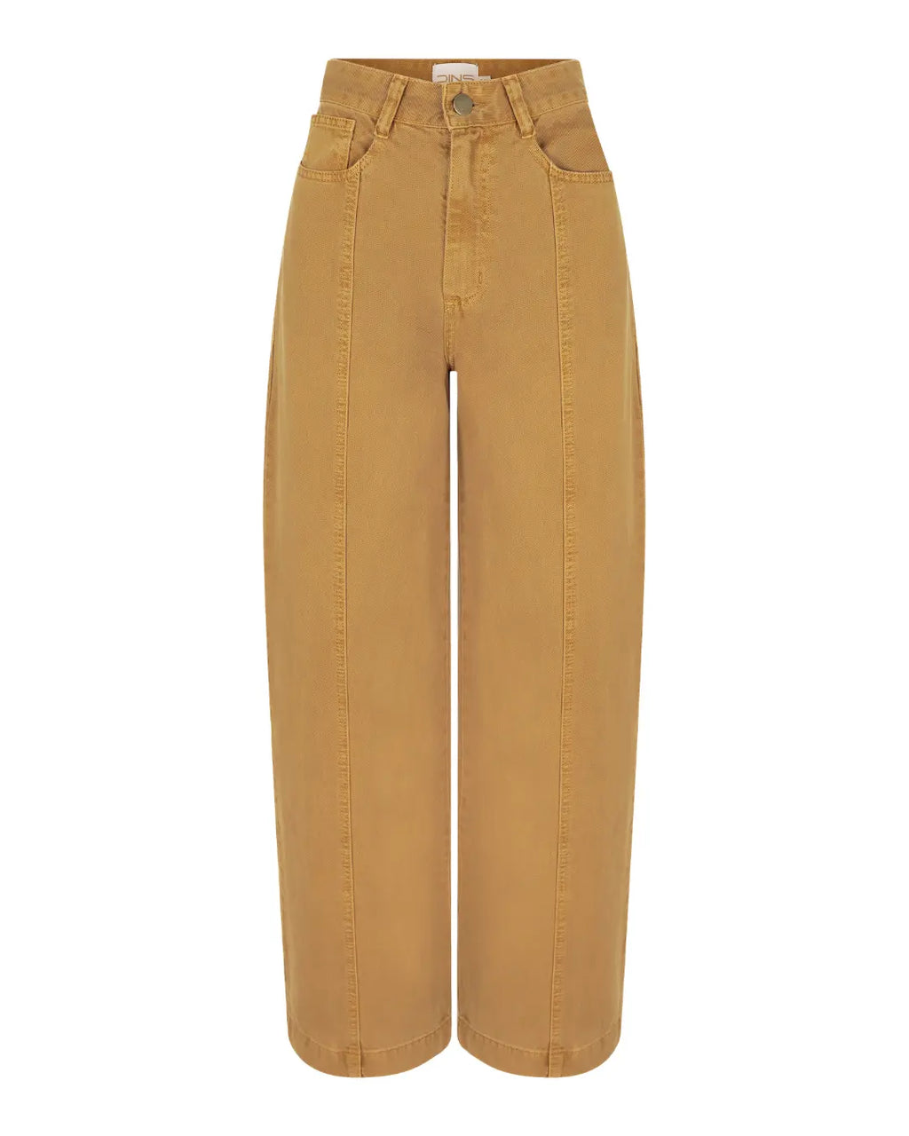 Calça Pantalona de Sarja Caramelo com Estampa de Citrino
