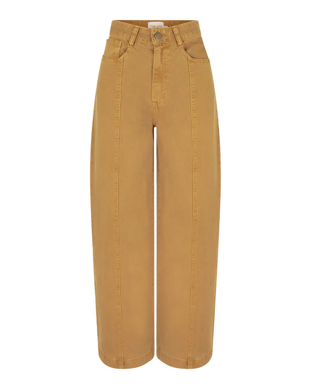 Calça Pantalona de Sarja Caramelo com Estampa de Citrino