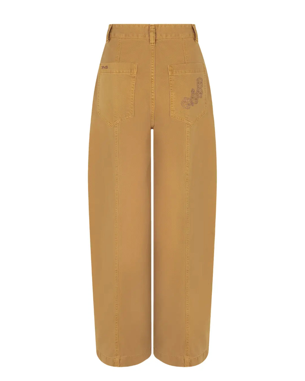 Calça Pantalona de Sarja Caramelo com Estampa de Citrino