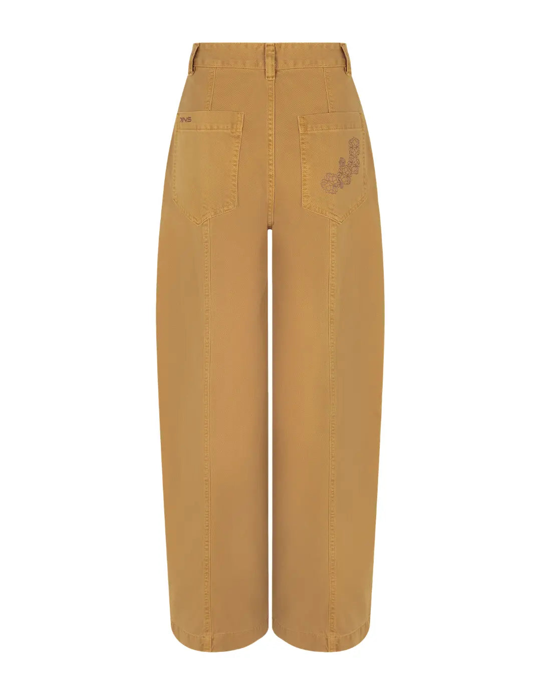 Calça Pantalona de Sarja Caramelo com Estampa de Citrino