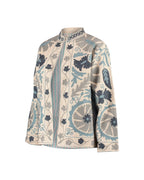 Jaqueta Cotton Bordada Bege e Azul