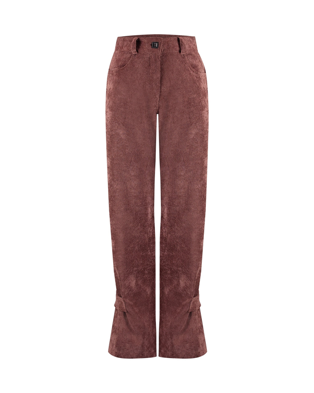 Calça reta veludo cotêle marrom