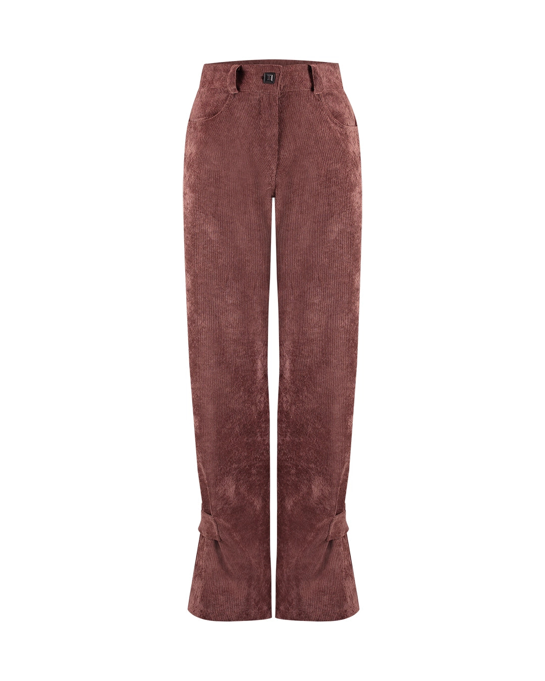 Calça reta veludo cotêle marrom