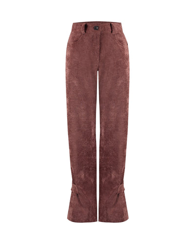 Calça reta veludo cotêle marrom