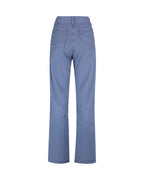 Calça reta azul xadrez