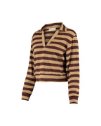 Polo de malha listrada marrom