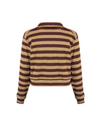 Polo de malha listrada marrom