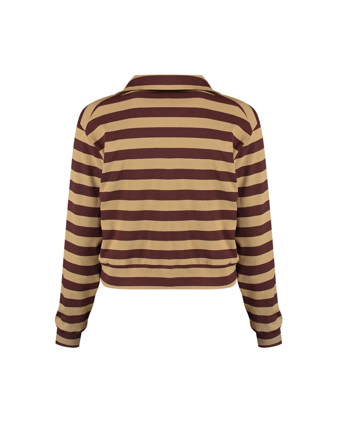 Polo de malha listrada marrom