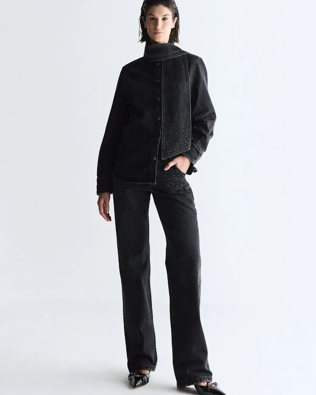 D04CAL01 - CALÇA RETA SWAROVSKI®