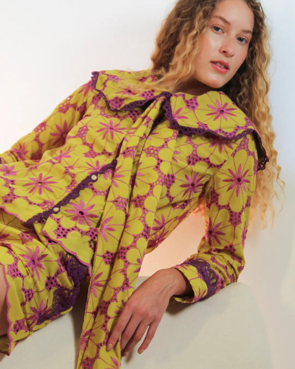 Camisa Maré de Corais Roxo e Amarelo