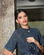 Chocker veludo marinho cristal