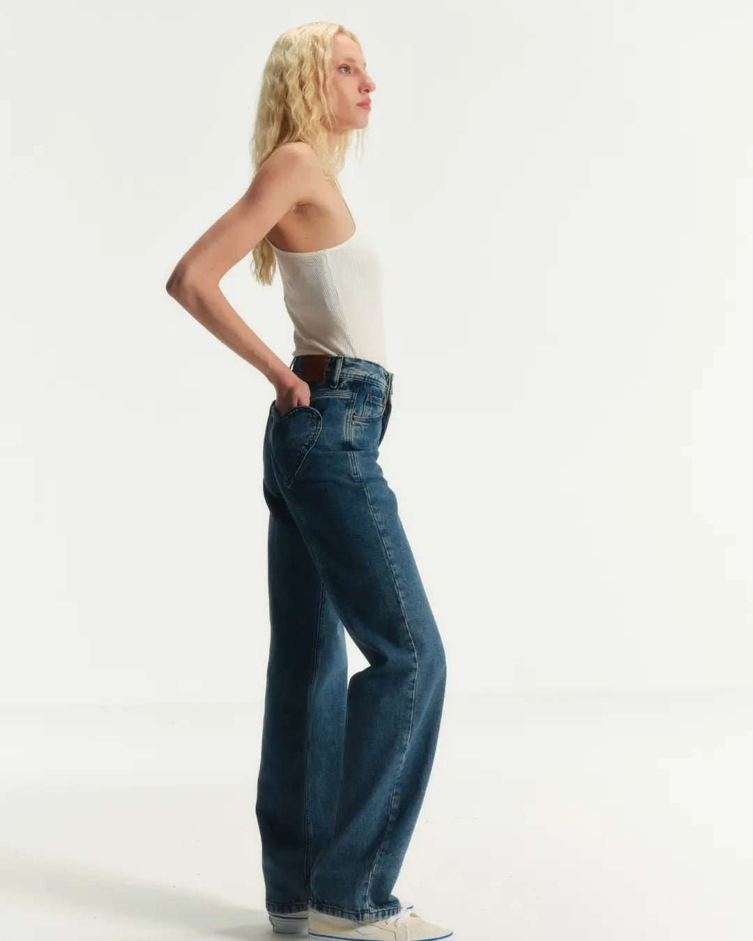 P04CAL05 - CALÇA HEART BLUE DENIM STONE