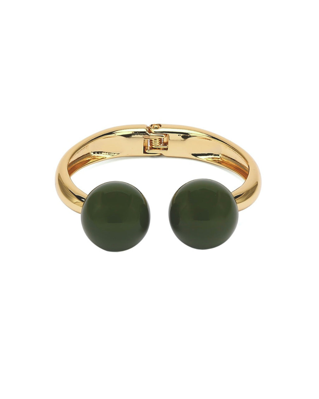 Pulseira dourada bola verde