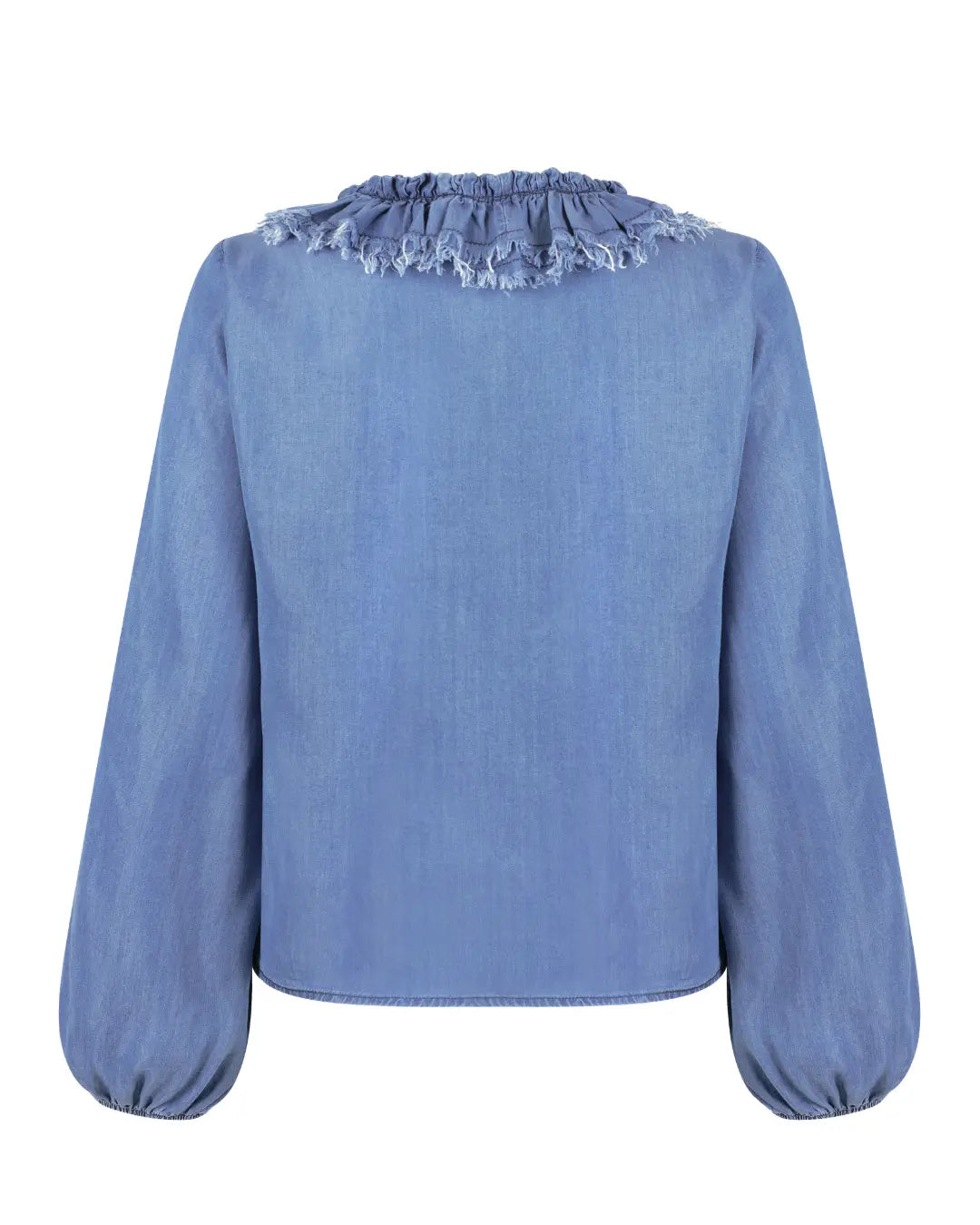 Blusa Decote Babados Com Manga Bufante