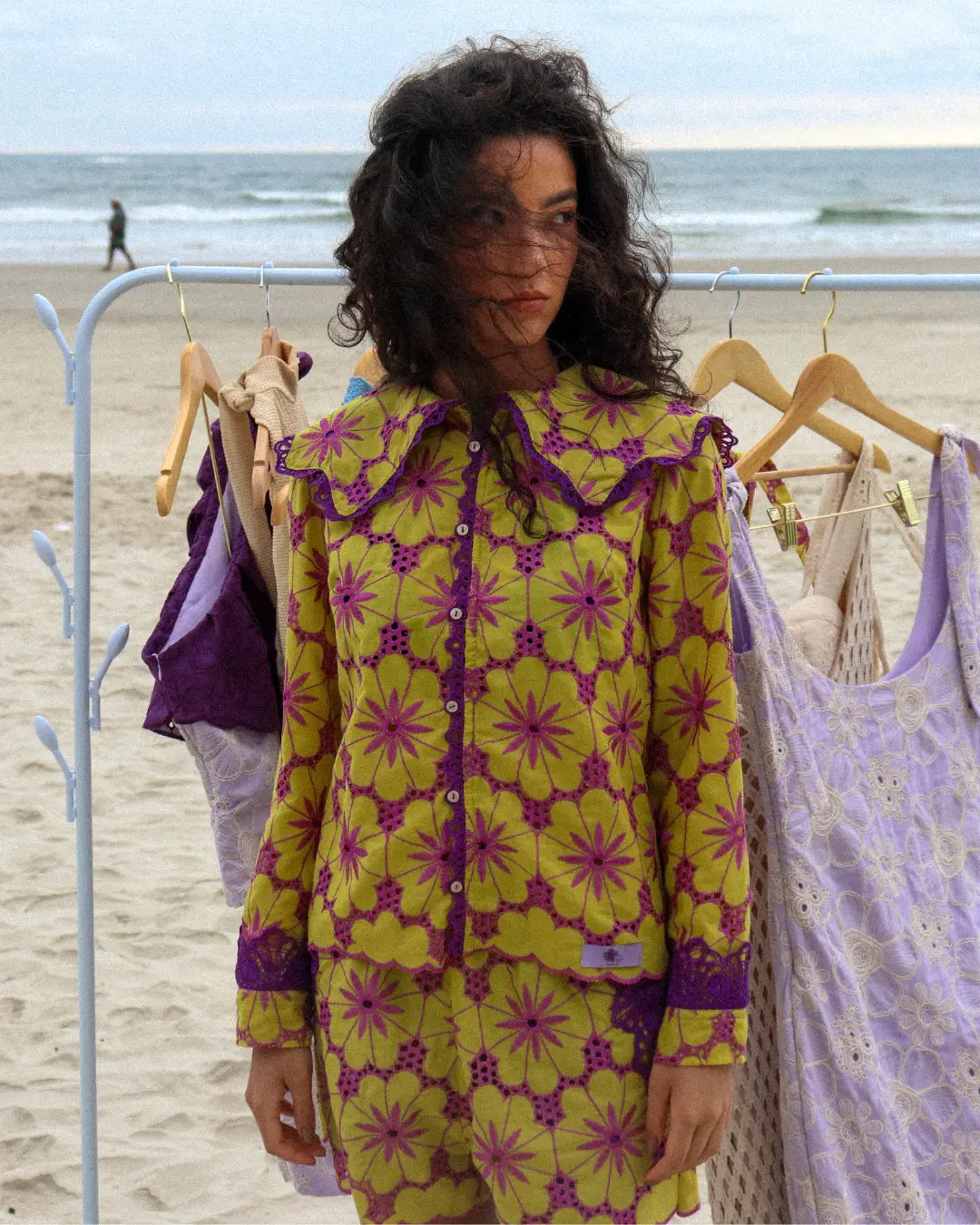 Camisa Maré de Corais Roxo e Amarelo