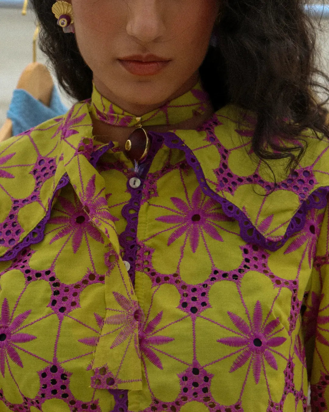 Camisa Maré de Corais Roxo e Amarelo