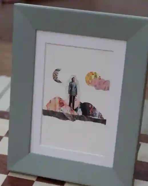 Colagem enquadrada sol - moldura verde