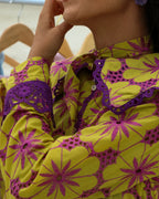Camisa Maré de Corais Roxo e Amarelo