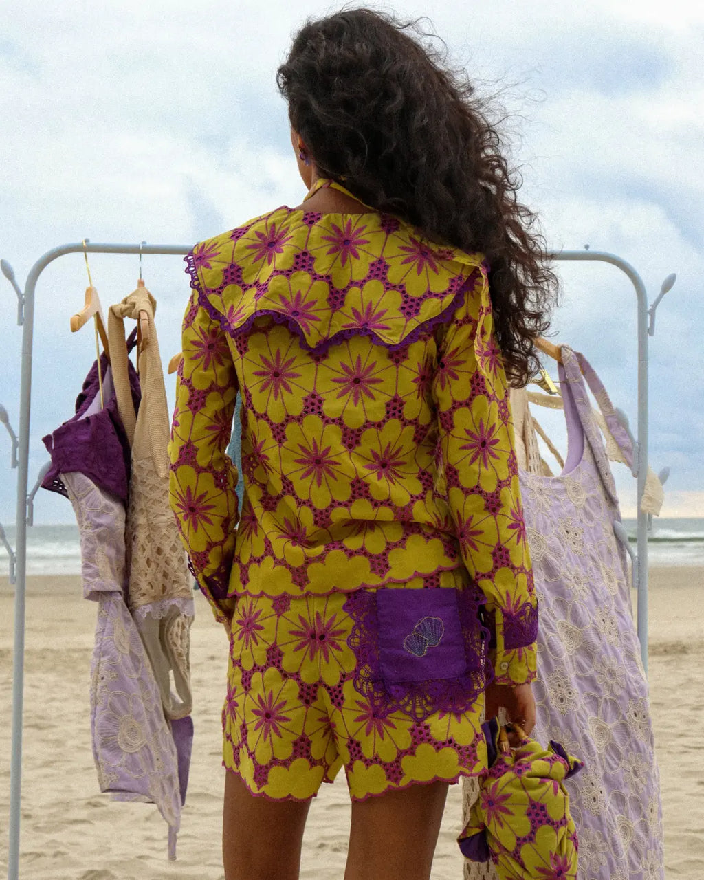 Camisa Maré de Corais Roxo e Amarelo