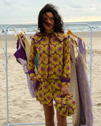 Camisa Maré de Corais Roxo e Amarelo