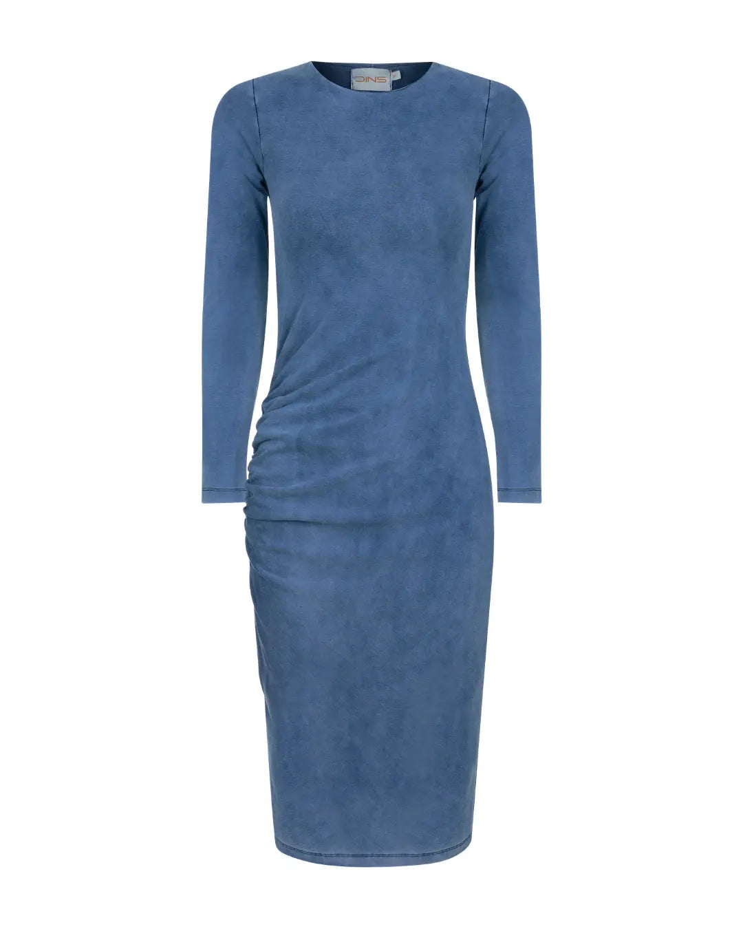 Vestido de malha franzido na lateral