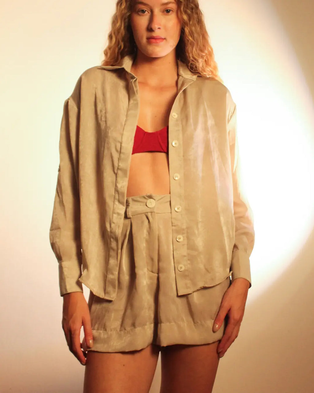Camisa Sahara em Seda Touch - Champagne