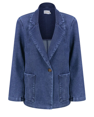 Blazer Jeans com Gola Notched