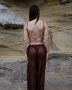 Conjunto Safira & Naturale - Calça de Tule + Biquíni Cortininha - Marrom