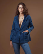 Blazer Jeans com Gola Notched