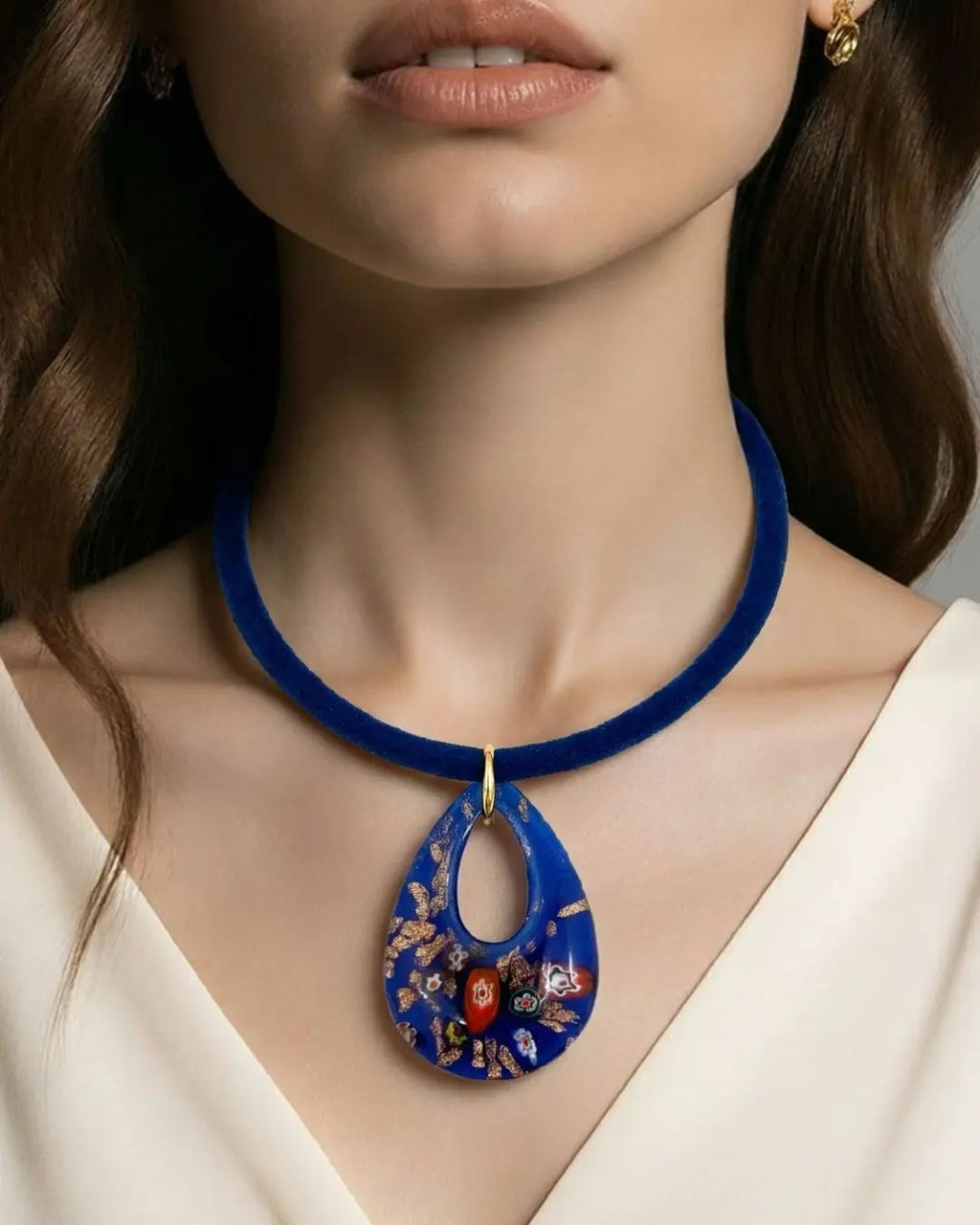 Chocker Veludo Murano Azul escuro