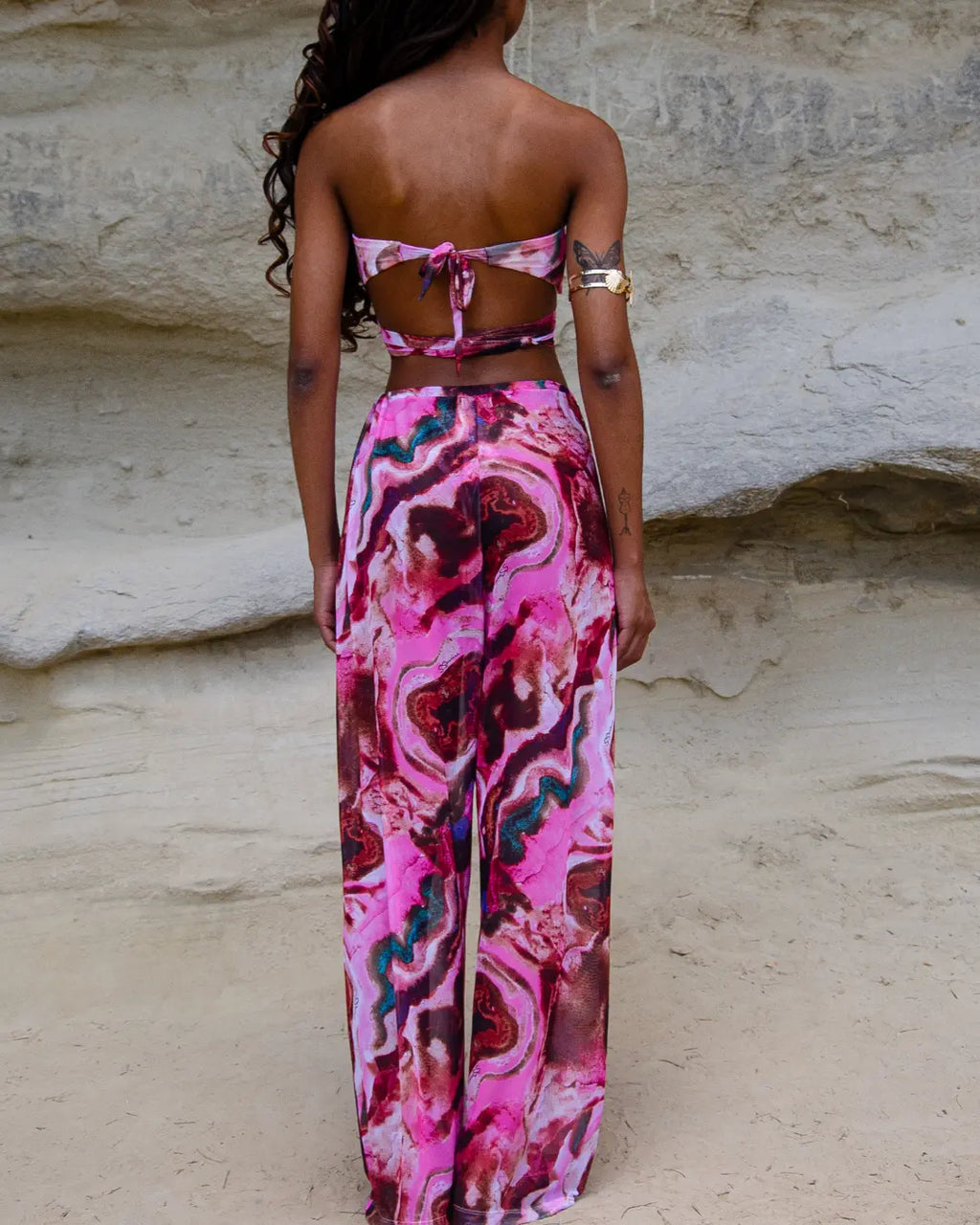 Conjunto Oasis & Safira - Biquíni e Calça de Tule - Rosa Mineral