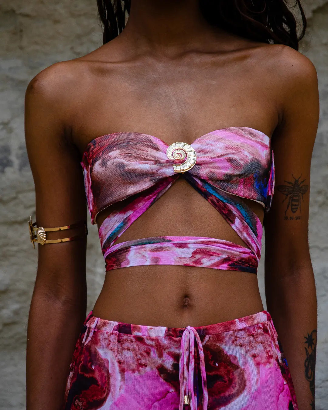 Conjunto Oasis & Safira - Biquíni e Calça de Tule - Rosa Mineral