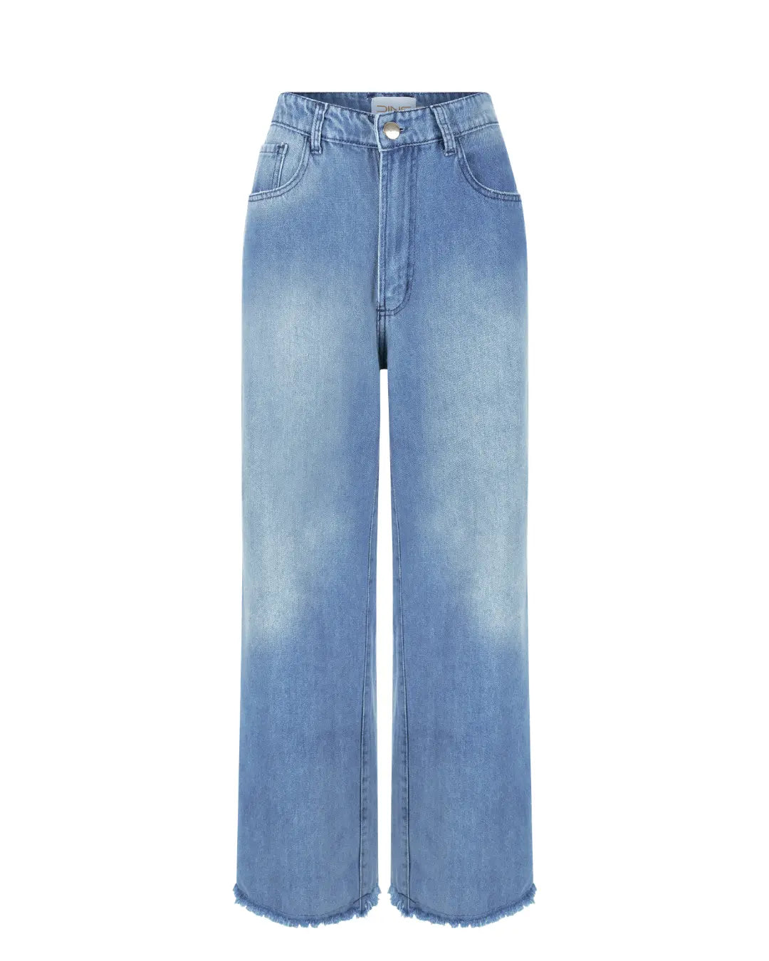 Calça Jeans Pantalona com Barra Desfiada