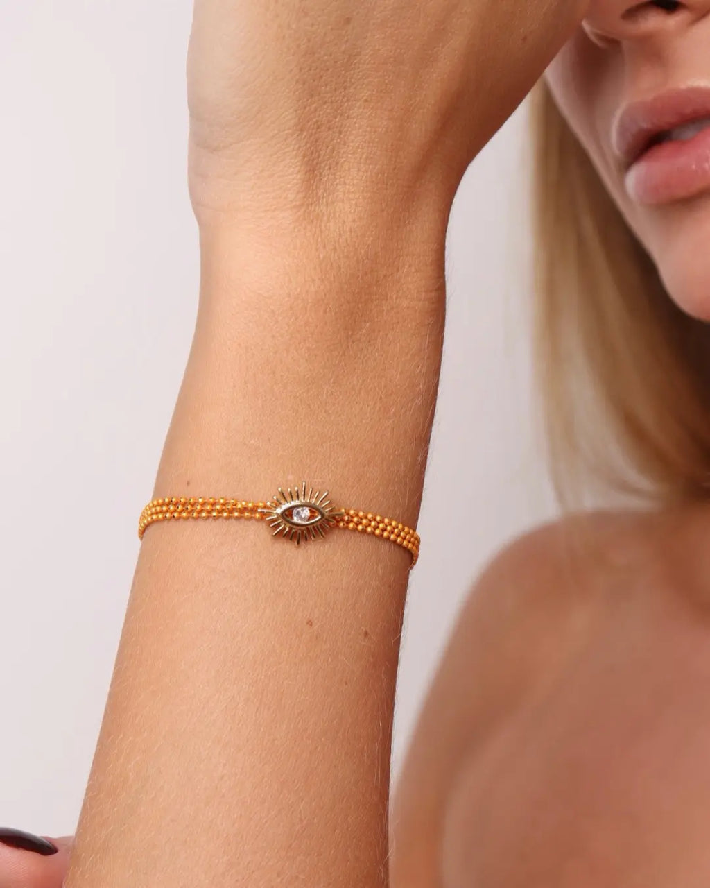 Pulseira Olho Grego Dots Resinada