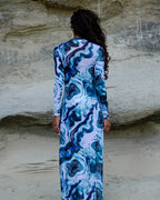 Vestido Longo de Tule Mirage - Azul Mineral